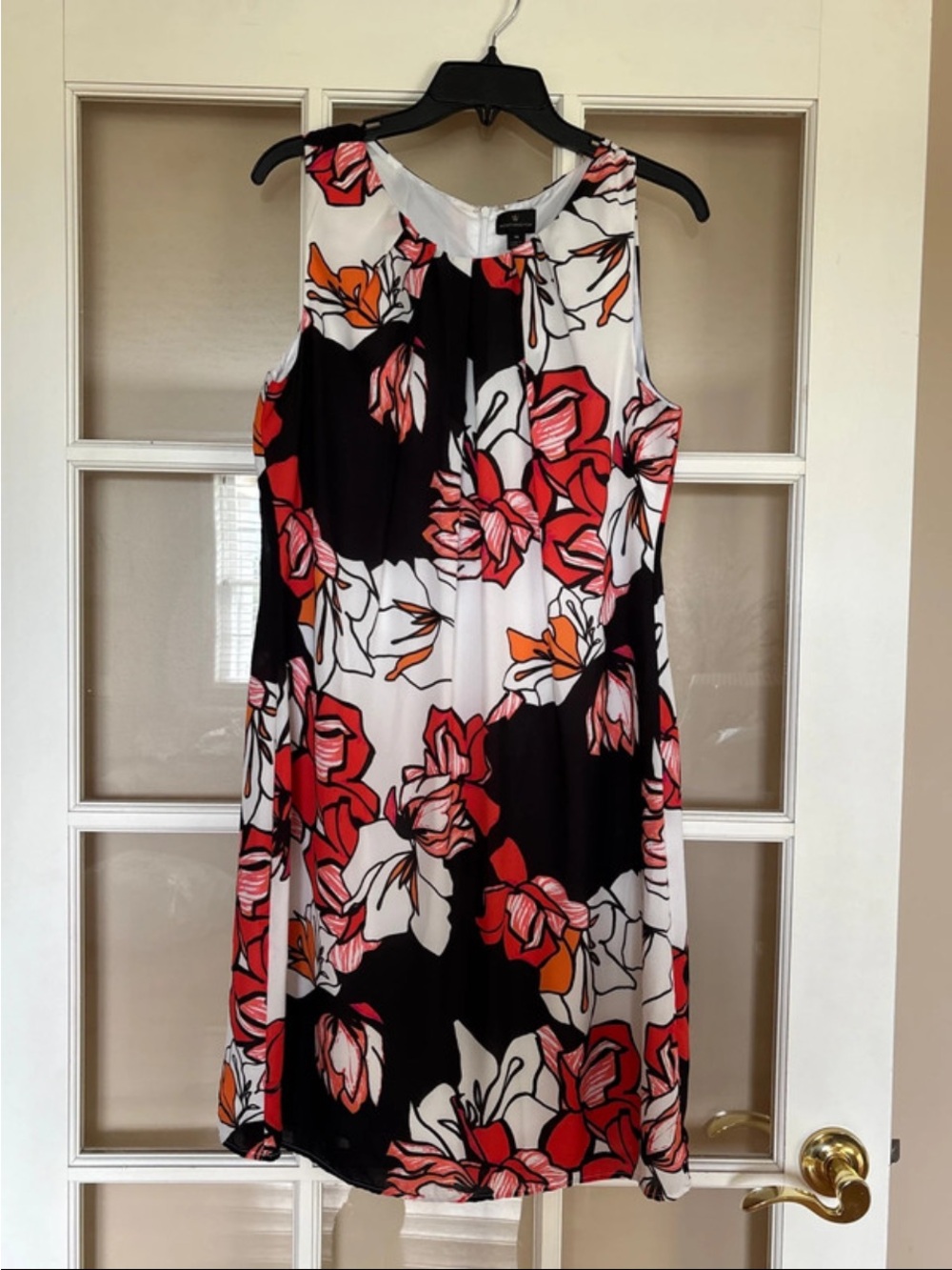 Worthington Floral Sleeveless Midi Dress in Black, White & Red